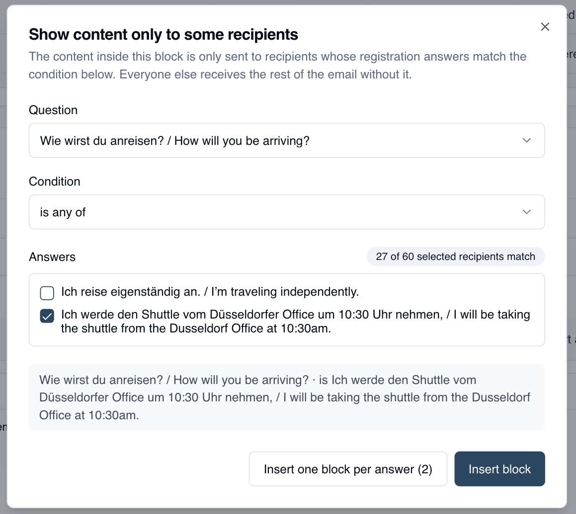 The conditional content rule builder
