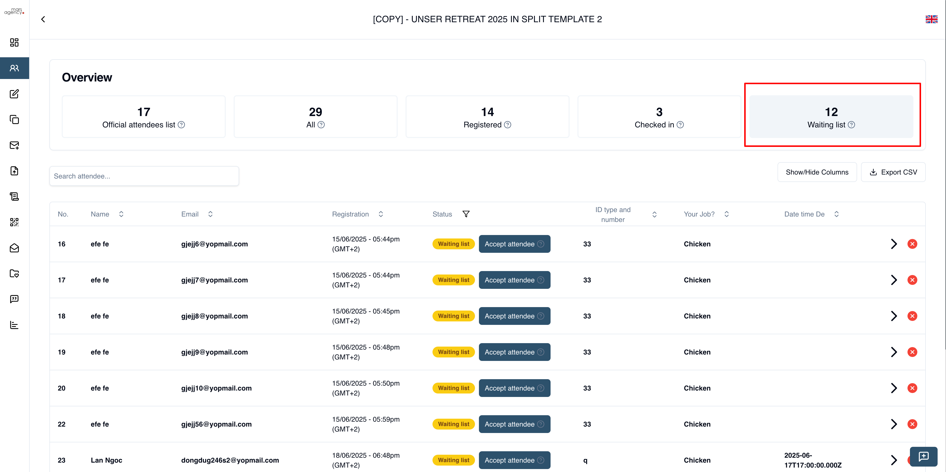 Accessing waiting list